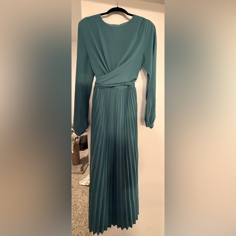 Veiled Collection Layana Pleated Wrap Waist Maxi Dress - Dark Sea Green - Picture 3 of 4